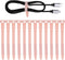 12 Pack Reusable Cable Zip Ties, 4.5 Inch Pink Elastic Silicone Cord Organizer Straps for Phone Charging, Cable