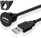 TNP USB Flush Mount Cable with Buckle, Dashboard Panel 1 Port USB Socket Plug Connector, Water Resistant (1.8M / 6FT)