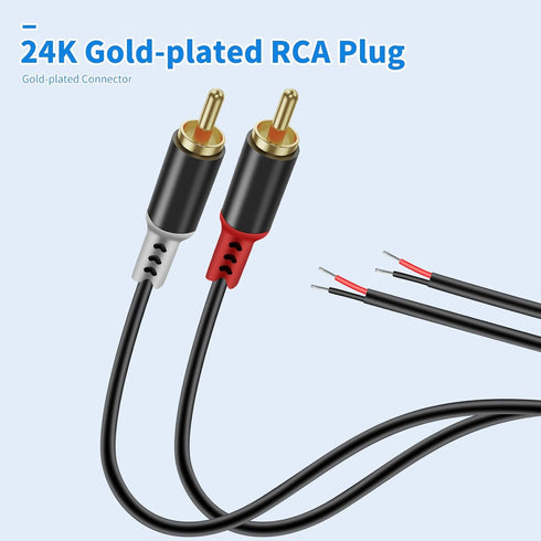 RULGOI 2 20AWG, 9.8FT RCA to Speaker Wire Adapter, Bare Wire Speaker Cables to RCA Plug Adapter Repair Speaker Wire