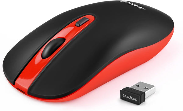 Leadsail Rechargeable Wireless Slim Cordless Mouse, 2.4G Portable Less Noise Optical Mouse with 5 Adjustable DPI Levels