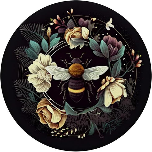 Boho Black Women PopSockets Standard PopGrip Bee Flowers