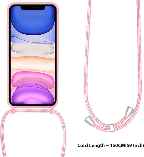 UEEBAI 13 6.1 inch, Crossbody Lanyard Phone case for iPhone Silicone Phone Cover with Adjustable Necklace Strap Soft