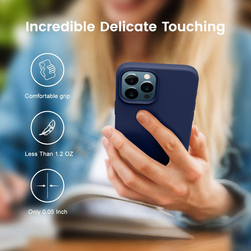 JELE Shockproof Case for iPhone 12 Pro Max - Navy Blue Liquid Silicone with Military Grade Drop Protection