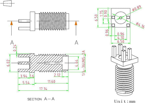 Superbat SMA Connectors Female PCB Edge Mount Solder RF Coaxial Adapter, 10pcs Bulkhead Connector for 0.062 inch
