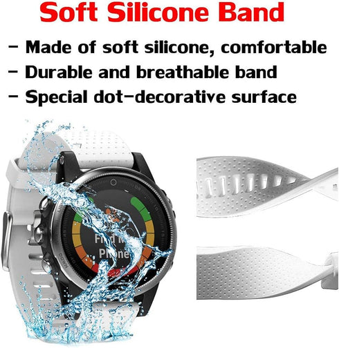 NotoCity Compatible Fenix 5S/6S/7S/8 43mm Watch Band - Quickfit Soft Silicone Replacement Strap (Silver Buckle - 2pcs)