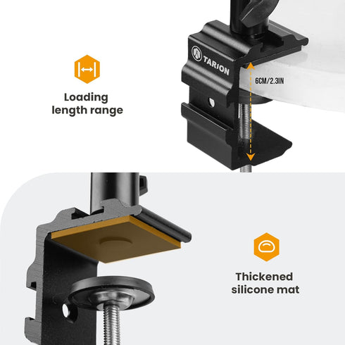 TARION Adjustable Camera Desk Mount Stand, Articulating Arm for DSLR Photography, Heavy Duty Tabletop Mount