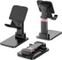 Meizigua Devices,Black,1Pack Phone Stand for Desk Cellphone Holder Height Angle Adjustable Stands, Anti-Slip Base
