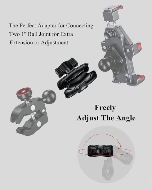 BRCOVAN Double Socket Arm, High Strength Composite Short Arm for RAM Mounts B Size 1'' Ball Components & Phone Holder