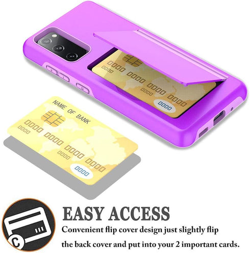 Galaxy S20 FE Case - Grey Silicone Hybrid Protective Wallet Cover with Card Holder for Samsung Galaxy S20 FE