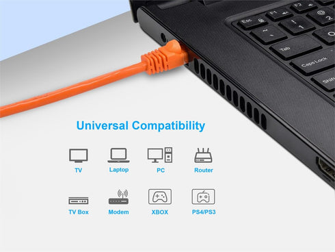 Monoprice Cat6 Ethernet Patch Cable, Snagless RJ45, 2 Feet, Orange, 550MHz, 24AWG