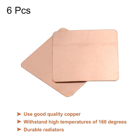 MECCANIXITY Thermal Conductive Copper Pad Shim 20mm x 20mm x 0.3mm, Heat Sink for Electronic Chip Cooling, Pack of 6