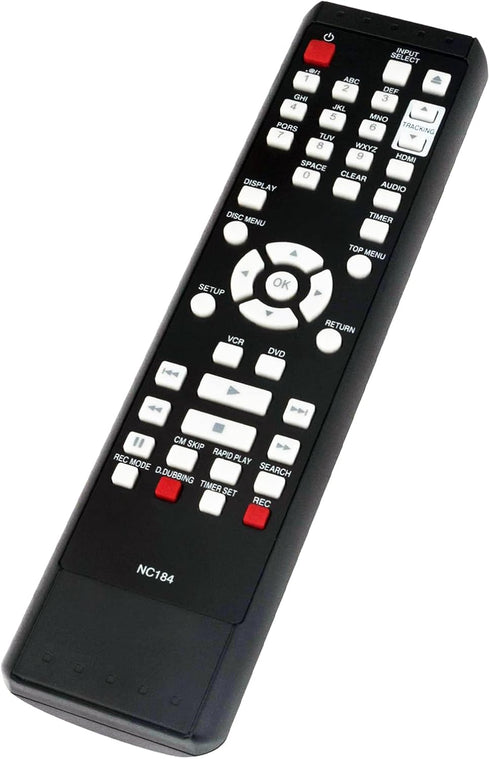NC184UH NC184 Replacement Remote for Sanyo DVD VCR, Compatible with FUNAI NC180 and Other Models