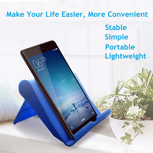 Adjustable Foldable Cell Phone Stand for Desk, Compatible with Most Devices, Lightweight (Blue)