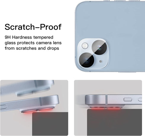 JETech 9H Tempered Glass Camera Lens Protector for iPhone 14 (6.1") & 14 Plus (6.7") - Anti-Scratch, HD Clear, 3-Pack