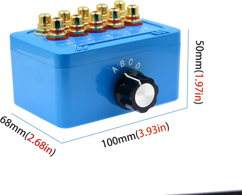 No External Power 4 Way Audio Sound Selector - 1 in 4 Out or 4 in 1 Out RCA Female Stereo Splitter Box
