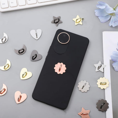 Fyntave 16 Pcs Metal Phone Finger Grip Hook Cute Heart Phone Charm Hooks Heart-Shaped Universal Adhesive Metal Hook