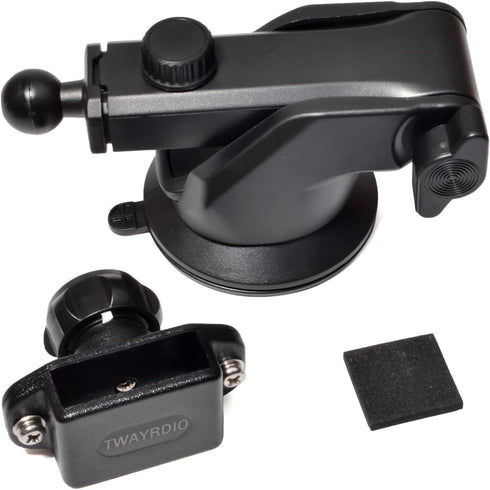 TWAYRDIO Windshield or Dash Mount for Handheld Radio - Adjustable Length Suction Cup Holder Bracket for Walkie Talkies