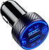 BRCOVAN Car Charger, Dual QC3.0 Port USB Phone Charger Adapter, 36W 3A Fast Charge with Touch Switch & Blue LED