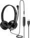 USB Headset with Microphone for PC, 3.5mm Jack 2 in 1 Wired Stereo Headphone with Volume Control