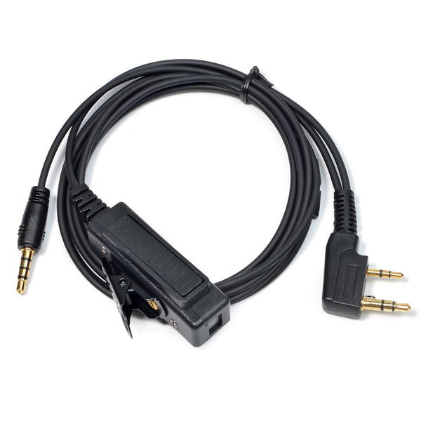 Universal 2-Pin K1 to 3.5mm Audio Adapter with PTT, Compatible with BaoFeng UV5R 888S, Kenwood Radios & Headsets