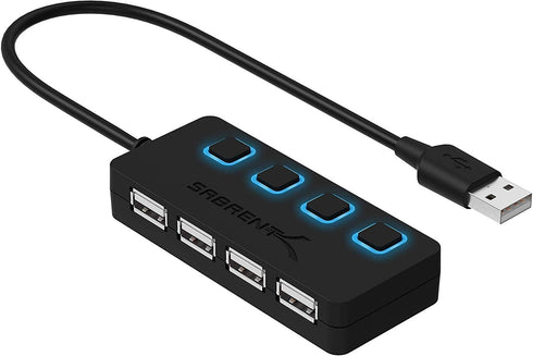 SABRENT 4 Port USB 2.0 Data Hub with Individual LED Power Switches, Charging NOT Supported for Mac & PC