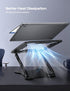 LOXP 10-15.6" Adjustable Laptop Stand for Desk, Metal Foldable Laptop Riser, Portable Ventilated Cooling Lectern