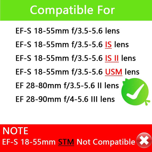 EW-60C Lens Hood & 58mm Lens Cap, Compatible for Canon T8i T7i 4000D Camera Kit EF-S 18-55mm Lens (2 Pack)