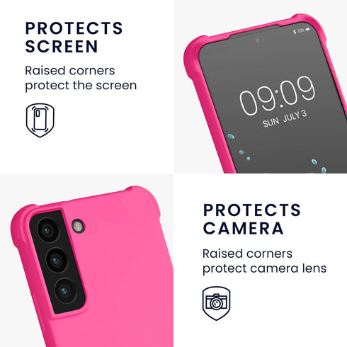 KIOMY Samsung Galaxy S22 5G Case, Shockproof Bumper Protective Cover with Airbags Corners, Hot Pink Color