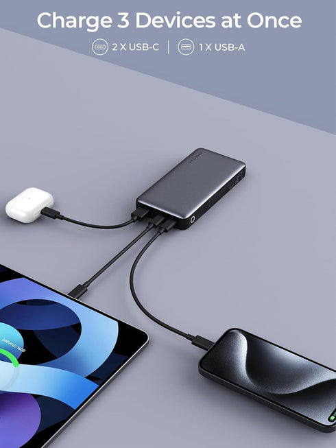 Power Bank 20000mAh, 30W USB C Portable Charger, PD Fast Charging 3-Port Battery Pack for iPhone 15/14/13/12 Series