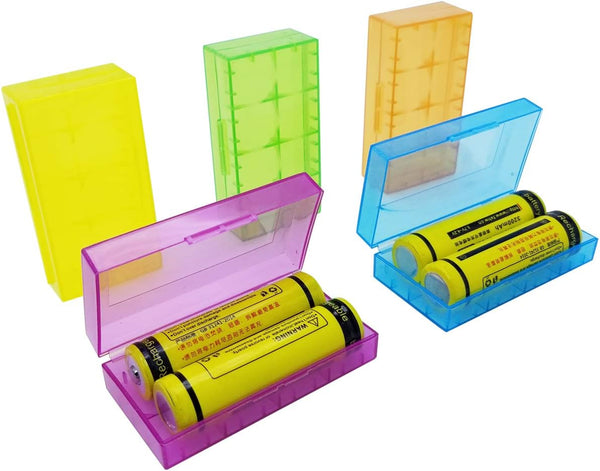 5 PCS Clear Colorful Battery Storage Case Holder Organizer for 18650 or CR123A Batteries