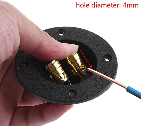 1 Pair 3-Inch Double Binding Round Gold Plate Push Spring Loaded Jacks for Speaker Box Terminal Cup