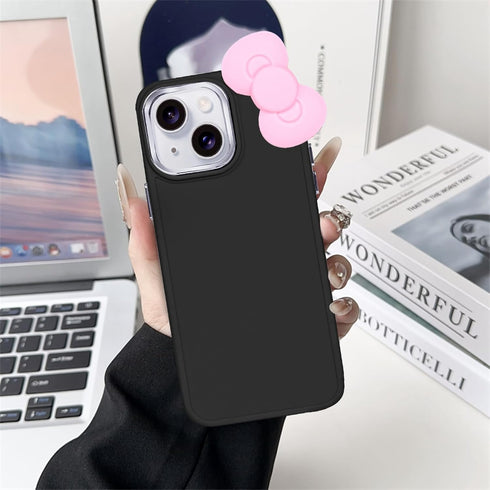 Cute 3D Bowknot Design Soft Silicone Case for iPhone 11, Shockproof Cover for 6.1" 2019 (Black)