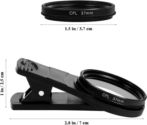37mm Cell Phone Lens CPL Filter, Universal Phone Camera Lens Clip On, Circular CPL Polarizer Filter Compatible with
