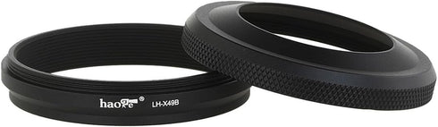 Haoge LH-X49B 2in1 All Metal Ultra-thin Lens Hood with Adapter Ring Set for Fuji X100 Series & FinePix X70 Black