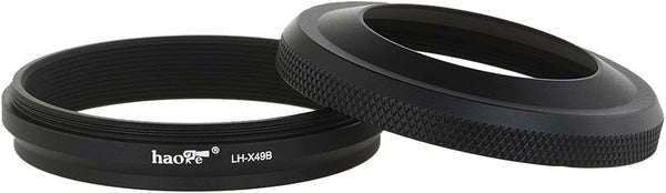 Haoge LH-X49B 2in1 All Metal Ultra-thin Lens Hood with Adapter Ring Set for Fuji X100 Series & FinePix X70 Black