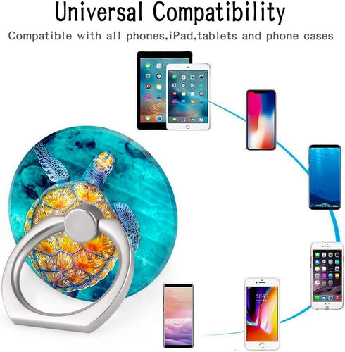 4-Pack Phone Ring Holder 360 Rotation Finger Stand Grip Kickstand for Smartphones and Tablets (Turtle)