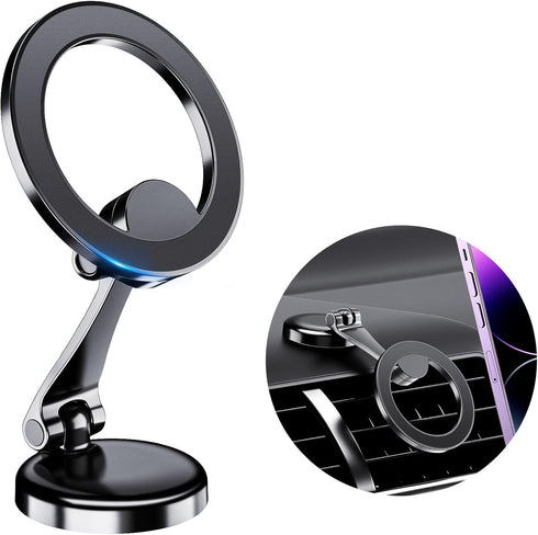 PROfezzion Magnetic Car Phone Mount, 2 x 180 Folding & Double 360 Rotating, for iPhone 15/14/13/12 Series, 2023