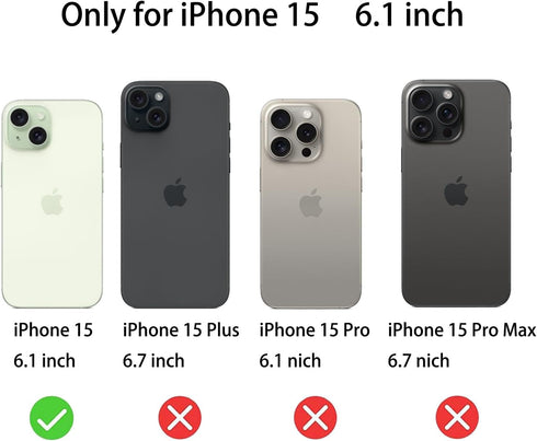3 PCS Anti-Blue Privacy Tempered Glass for iPhone 15, Anti-Spy Screen Protector, 9H Hardness, Anti-scratch 6.1 inch