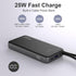 JUOVI 25w 10000mAh Pack 17/16/15 Portable Charger Power Bank with Built-in USB C Cable, Battery Charger Portable LED