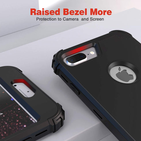 IDweel for iPhone 8 Plus Case, 3 in 1 Shockproof Slim Hybrid Heavy Duty Hard PC Cover with Tempered Glass Protector,
