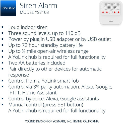 Smart Siren Alarm, Loud 110 dB Wireless Home Security Alarm, Panic Alarm with Remote Control, Works with Alexa, Google