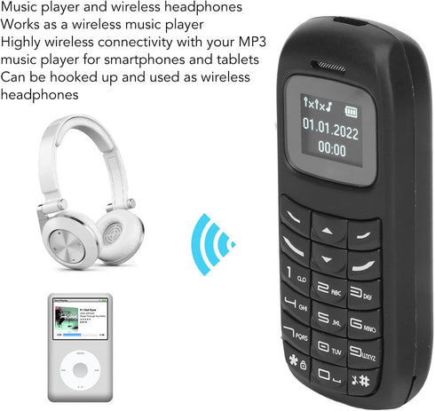 GOWENIC BM70 Mini Smartphone, 2G Unlocked Small Mobile Phone with 0.66 Inch Screen Dual SIM Card Dual Standby, Bluetooth Music Player, Backup Phone Low Radiation (Black)
