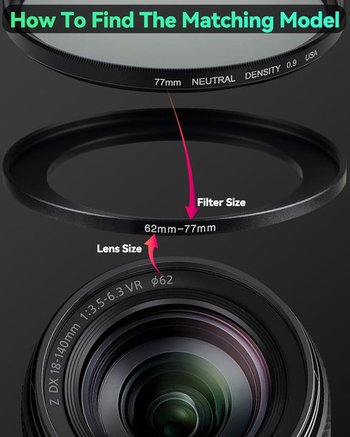 JOYTOLIN 43-46mm Metal Step-Up Ring Adapter Compatible with Mirrorless Cameras DSLR Lens, UV CPL ND Filter Thread