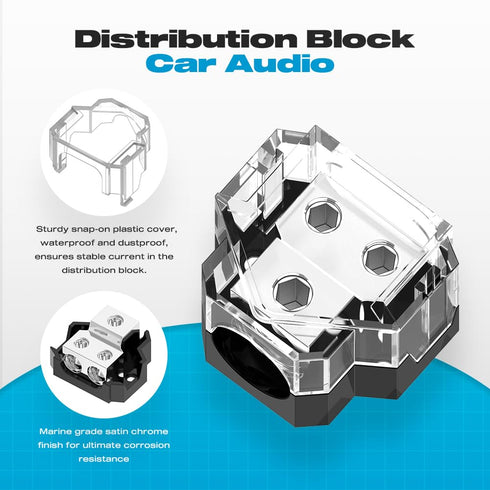 Malictele 2 Way Power Distribution Block - 1x 0/2/4 Gauge Input, 2X 4/8 Gauge Output, Car Audio Splitter (2 Pack)