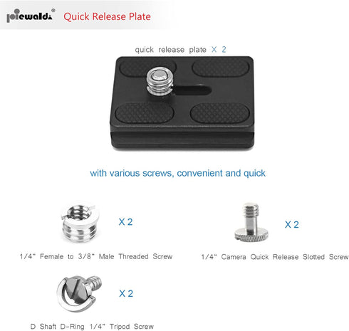 Universal Quick Release Plate for Tripod, Arca Swiss Plate with 1/4 Inch Slotted Screw, C-Ring/D-Ring Screw, 1/4"-3/8"
