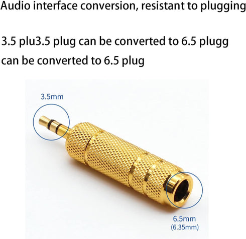 6PCS 3.5mm Male Plug to 6.35mm Female Stereo Jack Adaptor, Gold Plated Converter for Audio