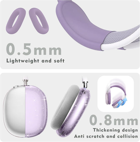 for AirPods Max case Cover,Anti-Scratch Ear Pad Case Cover/Ear Cups Cover/Headband Cover for AirPods Max. Clear Soft TPU and Silicone,Skin Scratch Proof.