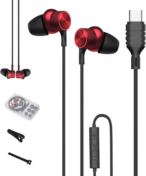 USB C Wired Earbuds, Type C Headphones with Deep Bass for iPhone 15 Pro Max, Samsung Galaxy A53/A54, OnePlus 10, Google