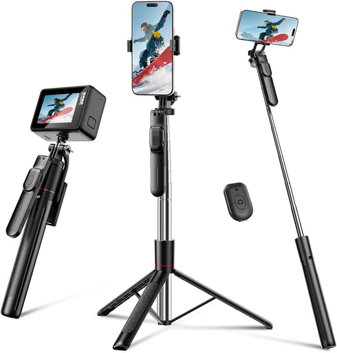 Takerers 67" Cell Phone Tripod Stand & Selfie Stick with Wireless Remote, All