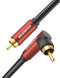 90 Degree RCA Cable, Right Angle Subwoofer Cable, 24K Gold Plated, Dual Shielded - 3.3ft/1M